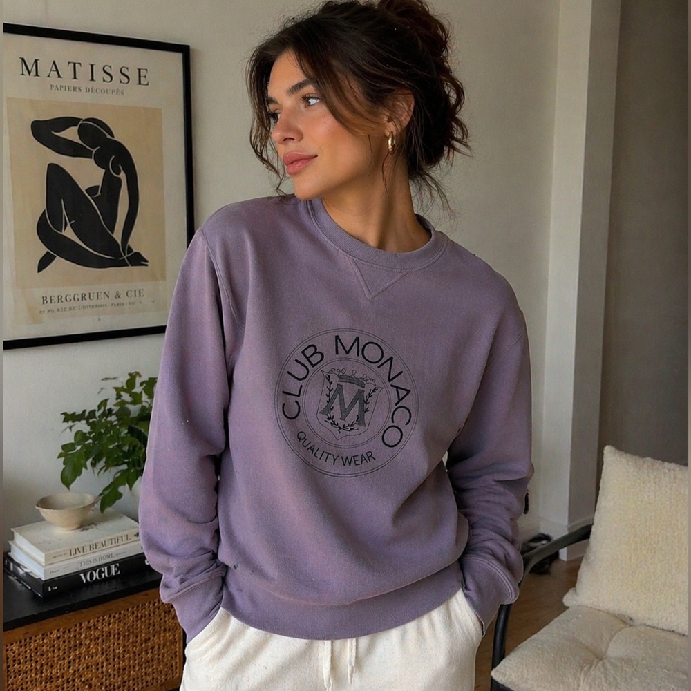 Club Monaco Lavender Crewneck Sweatshirt with Logo